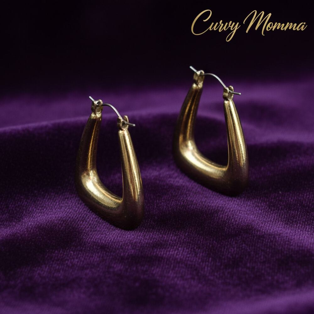 Vintage Golden Geometric Hoop Earrings